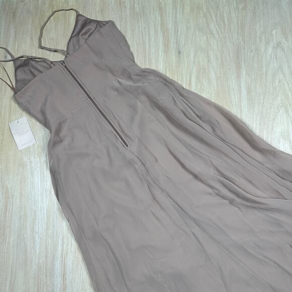 NWT Birdy Grey Taupe Theresa Chiffon Formal Bridesmaid Evening Gown Dress XS - Picture 14 of 16